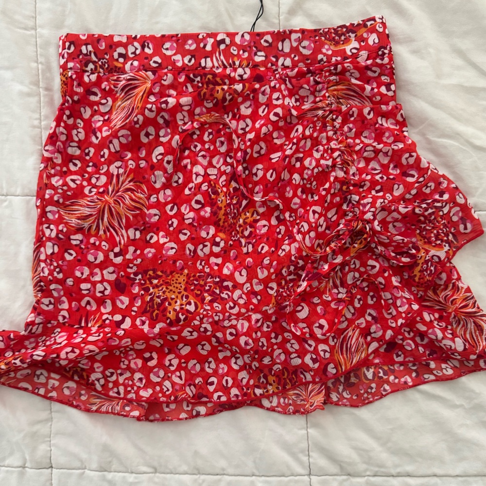 Red Ruffle Leopard Print Skirt